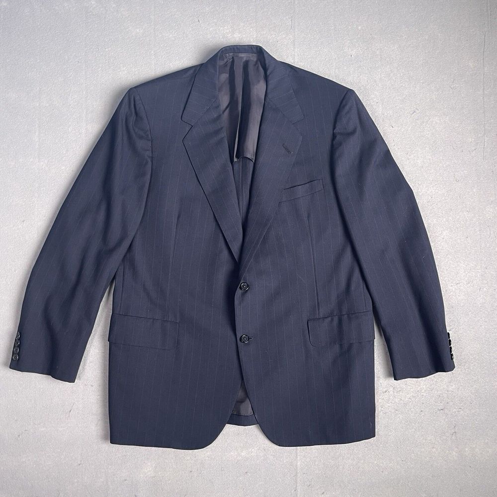 90s Oxxford Clothes Men's Blue Striped 2btn Single Vent Suit Blazer Jacket 50r